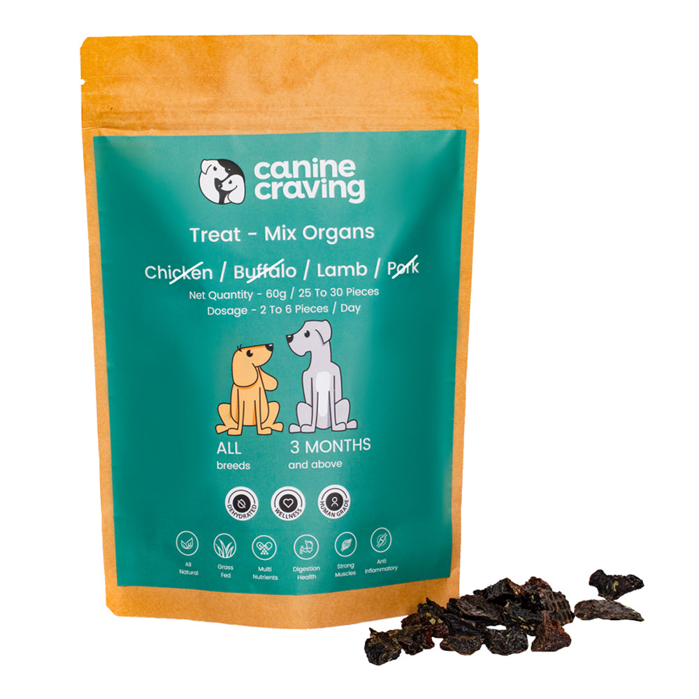 Canine Craving Dehydrated Herb Grass-fed Lamb Mix Organs Dog Treat - 60g - Heads Up For Tails