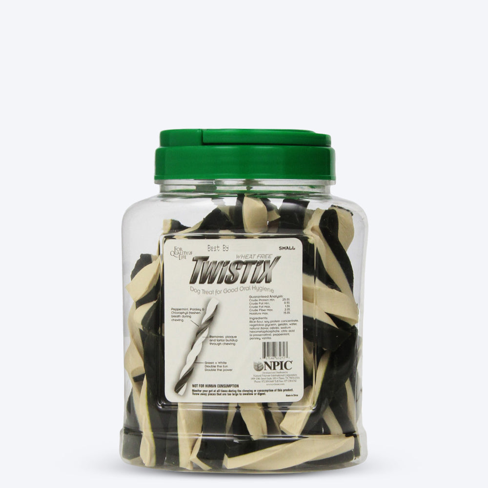 NPIC Twistix Vanilla Mint Dog Treats - Small - 500 g Canister (50 sticks) - 500 g - Heads Up For Tails
