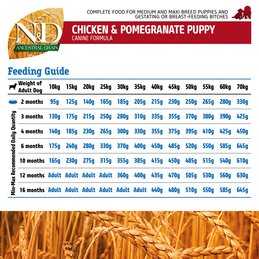 Farmina N&D Low Grain Medium and Maxi Breed Dry Puppy Food - Chicken & Pomegranate - Heads Up For Tails