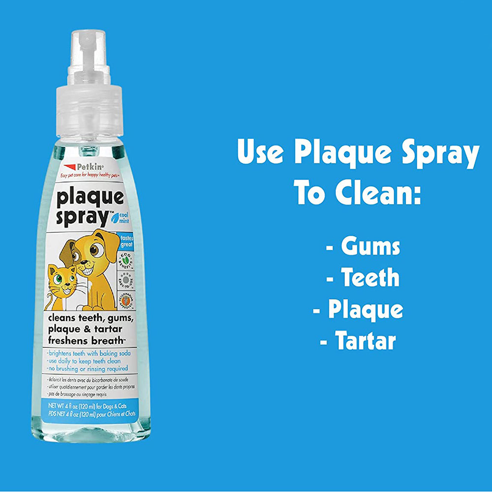 Petkin Plaque Spray - Dental Care Solution for Dogs and Cats - 120 ml - Heads Up For Tails