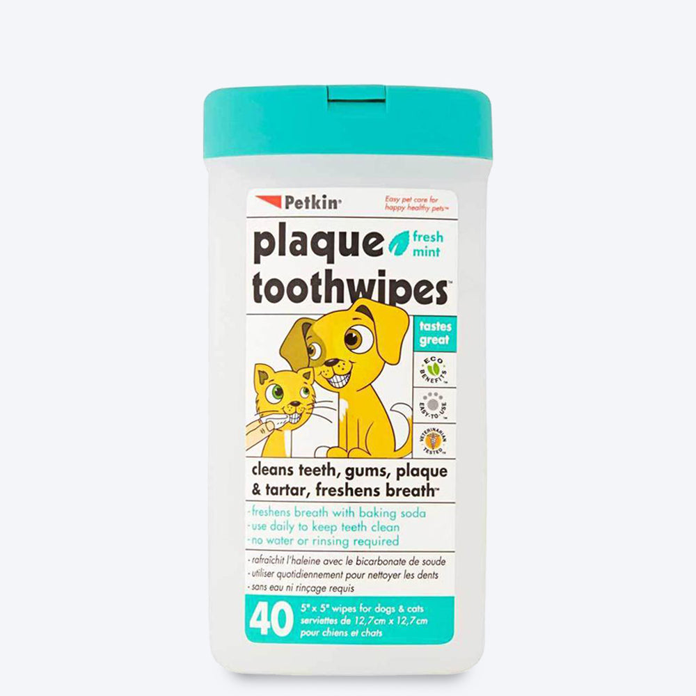 Petkin Toothwipes for Dogs & Cats - 40 Wipes - Heads Up For Tails