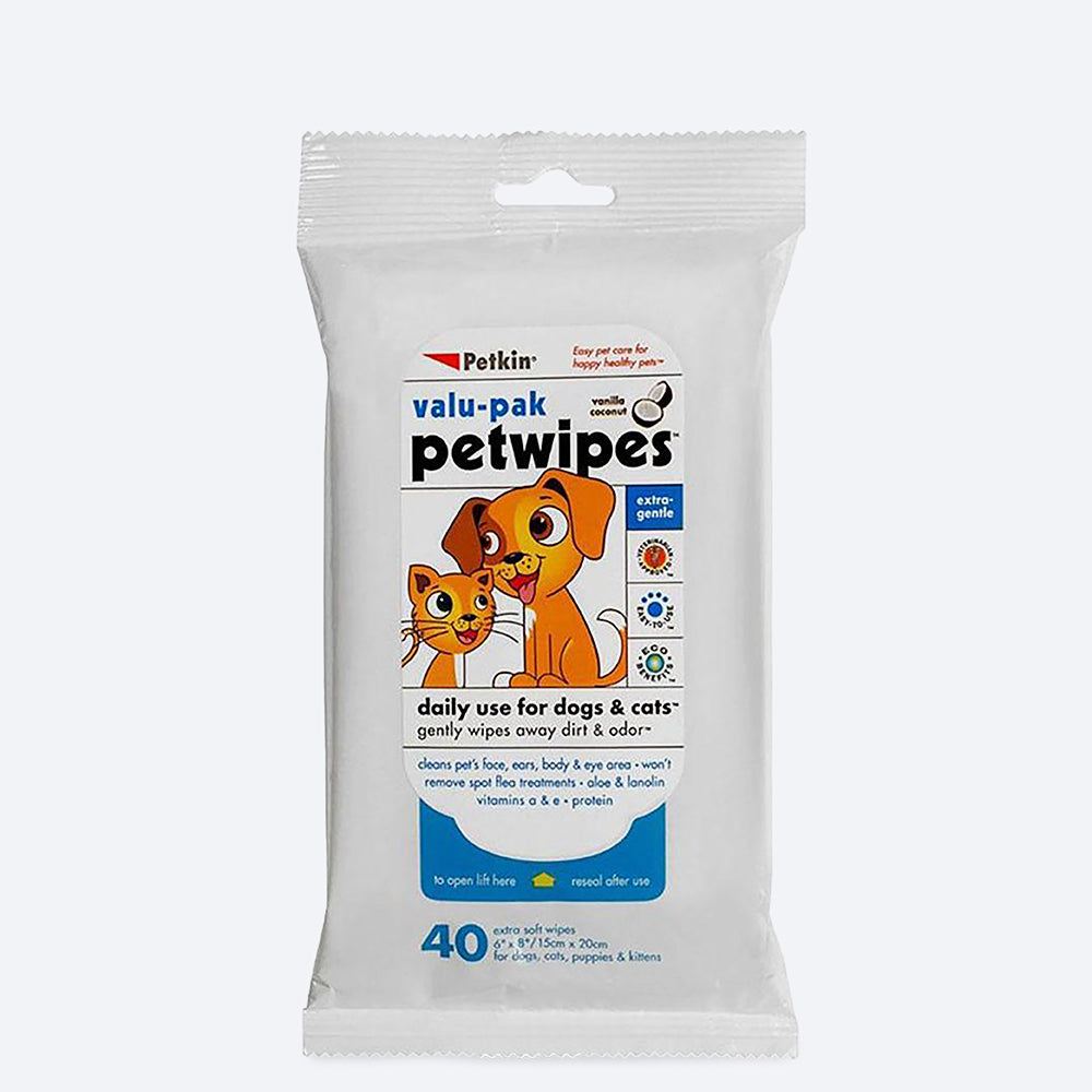 Petkin Petwipes Value-Pack - 40 wipes - Online in India from Heads Up For Tails