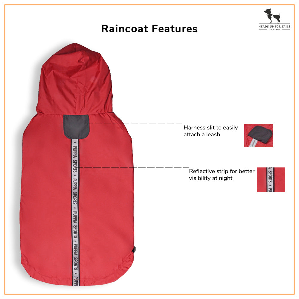 Puppia Base Jumper Raincoats Red - 3XL - Heads Up For Tails