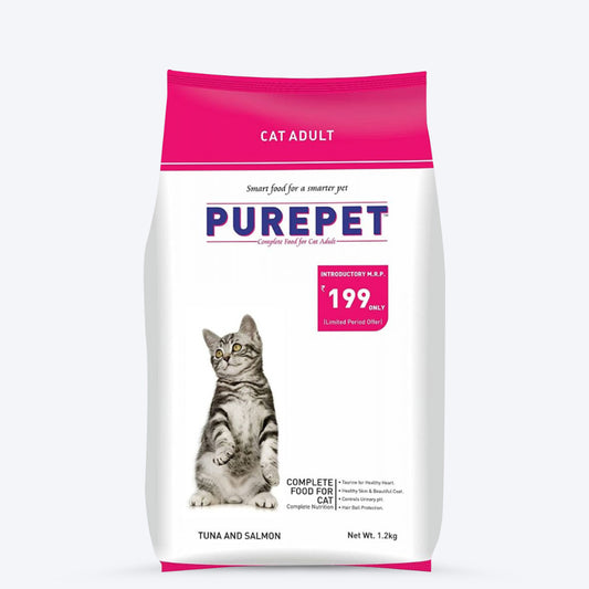 Purepet Tuna And Salmon Adult Dry Food For Cats - 1.2 kg - Heads Up For Tails