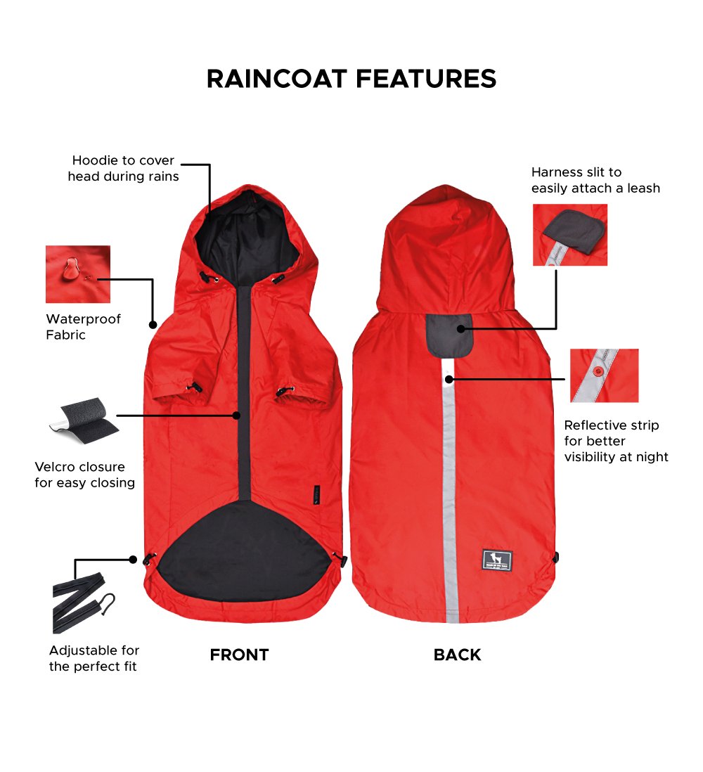 HUFT Drizzle Buddy Dog Raincoat - Red3
