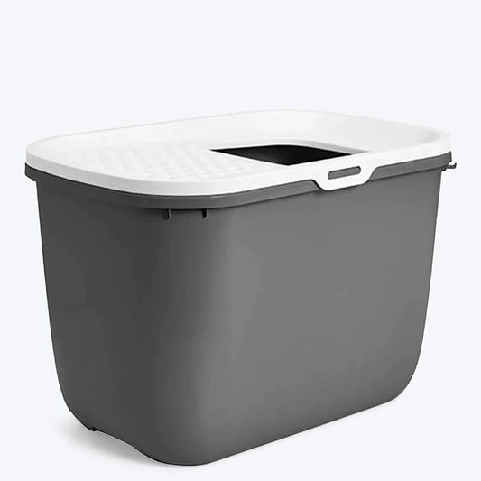 Savic Hop In Modern Cat Litter Tray - Anthracite - 22.6 x 14.8 x 14.8 inch - Heads Up For Tails