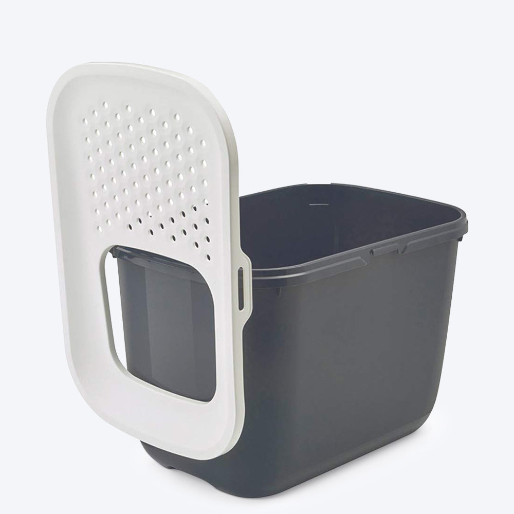 Savic Hop In Modern Cat Litter Tray - Anthracite - 23 x 15.3 x 15.5 inch - Heads Up For Tails