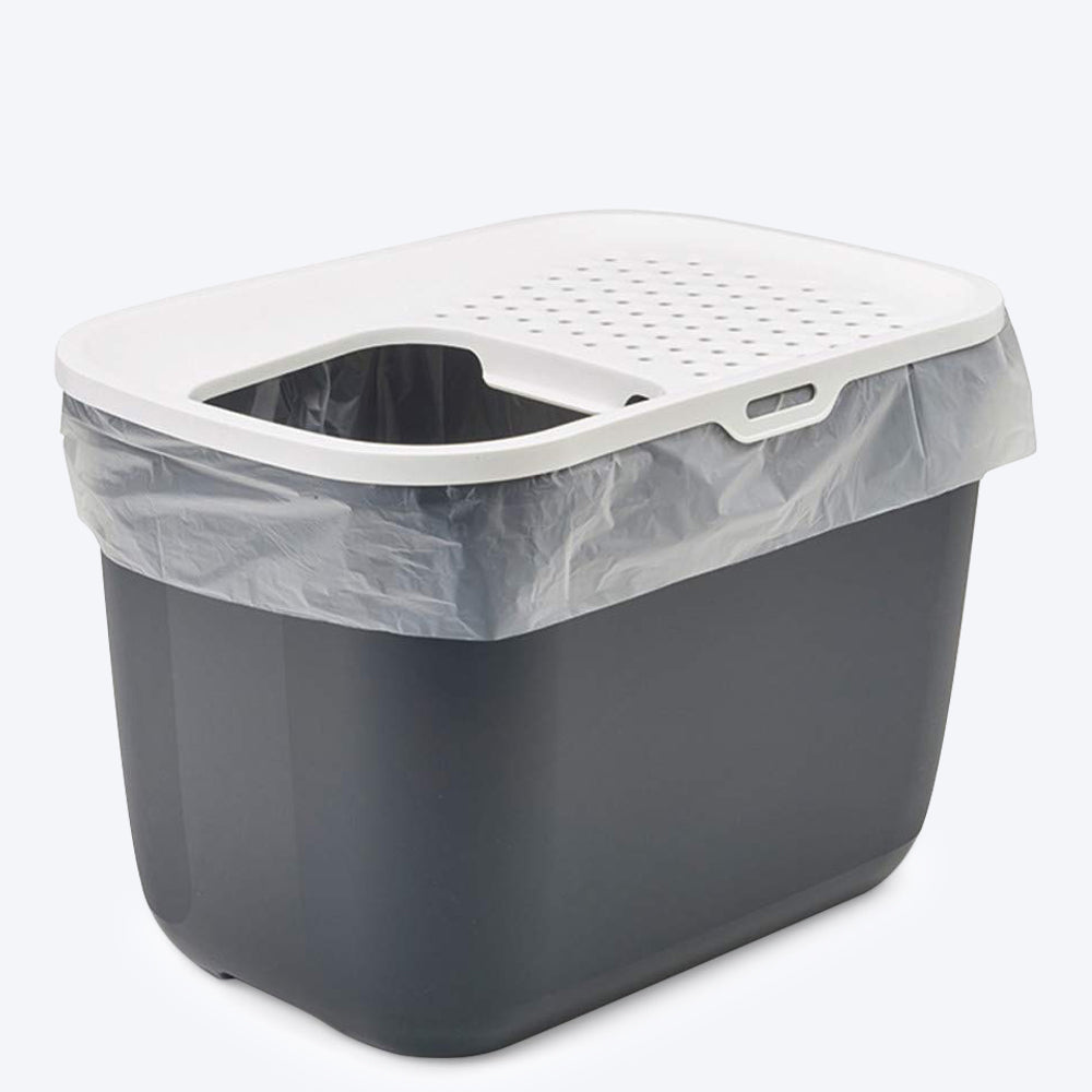 Savic Hop In Modern Cat Litter Tray - Anthracite - 23 x 15.3 x 15.5 inch - Heads Up For Tails