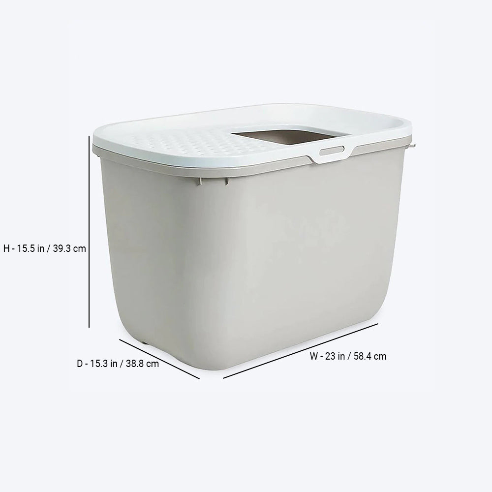 Savic Hop In Modern Cat Litter Tray - Mocha 23 x 15.3 x 15.5 inch - Heads Up For Tails