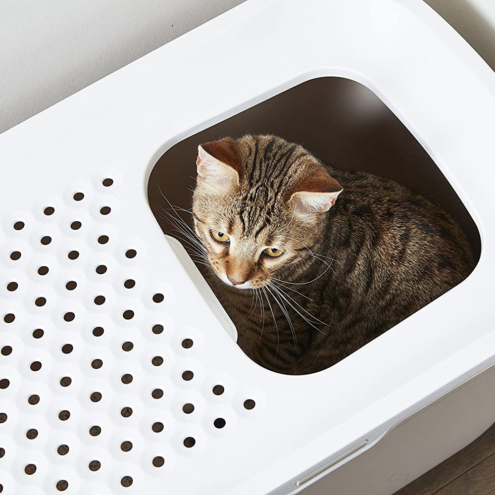 Savic Hop In Modern Cat Litter Tray - Mocha 23 x 15.3 x 15.5 inch - Heads Up For Tails