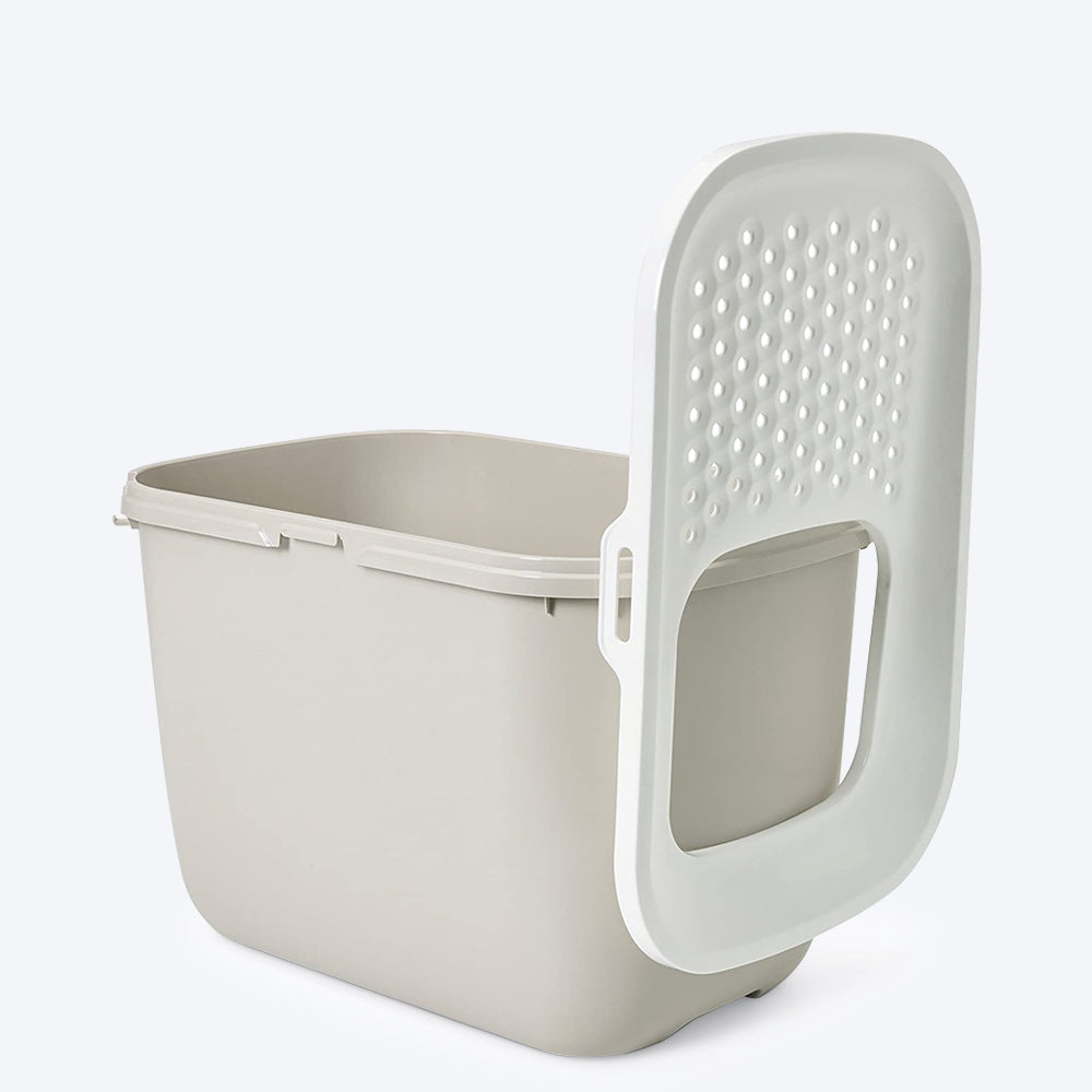 Savic Hop In Modern Cat Litter Tray - Mocha 23 x 15.3 x 15.5 inch - Heads Up For Tails