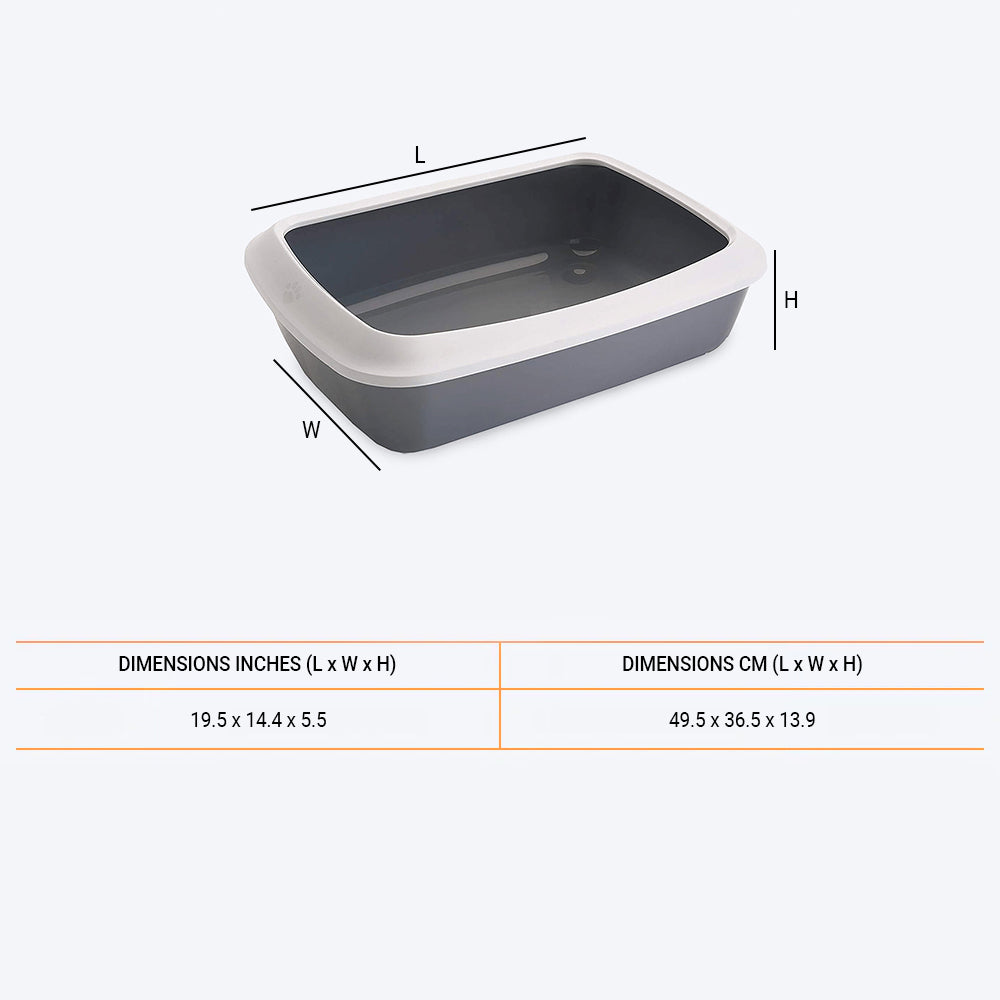 Savic Isis Cat Litter Tray with Rim - Grey - 19.5 x 14.4 x 5.5 inch_02