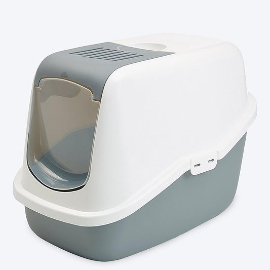 Savic Nestor Cat Toilet - Cold Grey - 14.8 x 14.8 x 23 inch - Heads Up For Tails