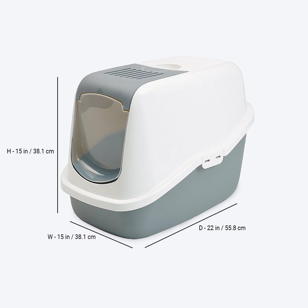 Savic Nestor Cat Toilet - Cold Grey - 22 x 15 x 15 inch - Heads Up For Tails