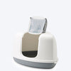 Savic Nestor Corner Cat Toilet - White/Grey - 22.6 x 17.9 x 16.0 inch - Heads Up For Tails