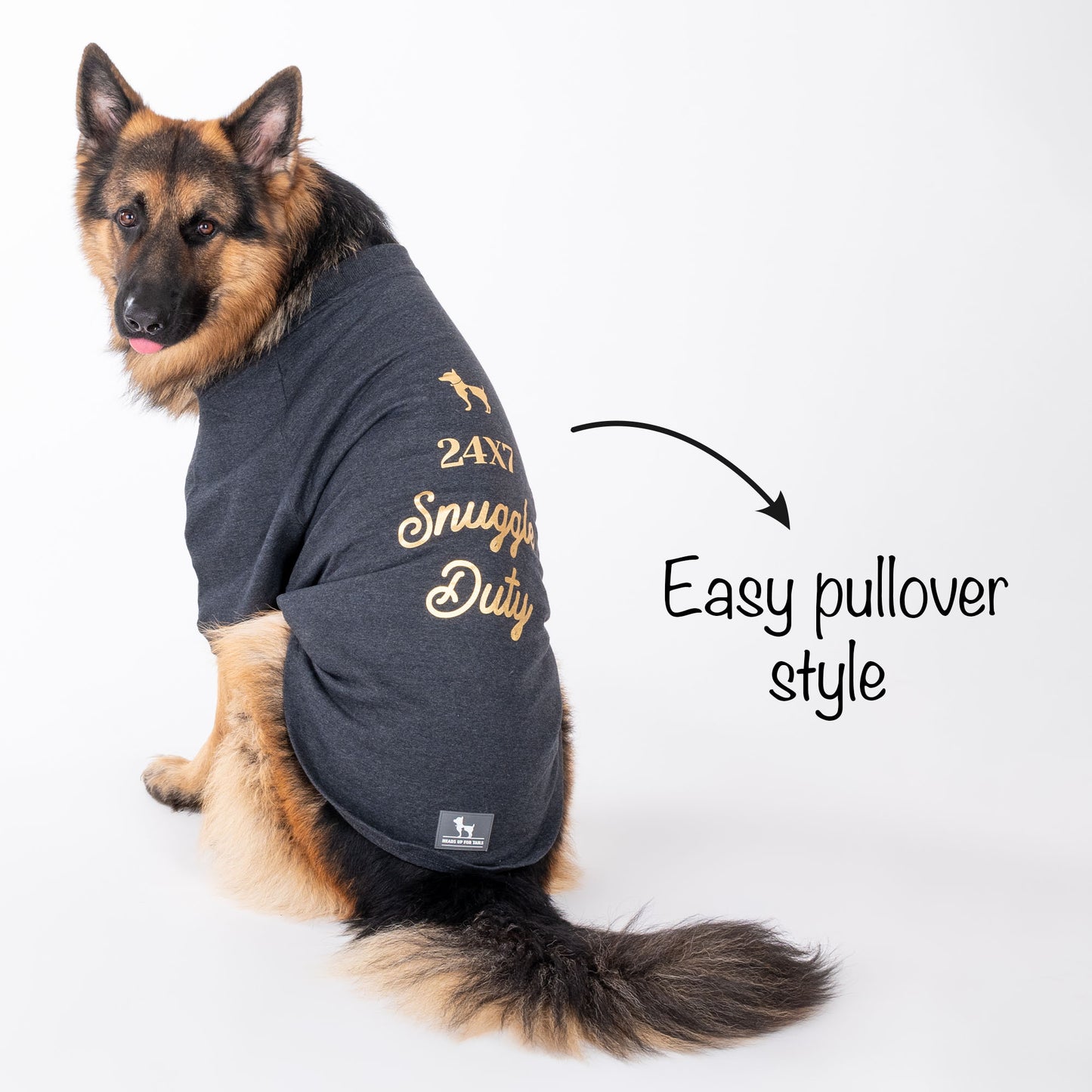 HUFT 24x7 Snuggle Duty Foil Print Pet Sweatshirt - Grey Melange - Heads Up For Tails