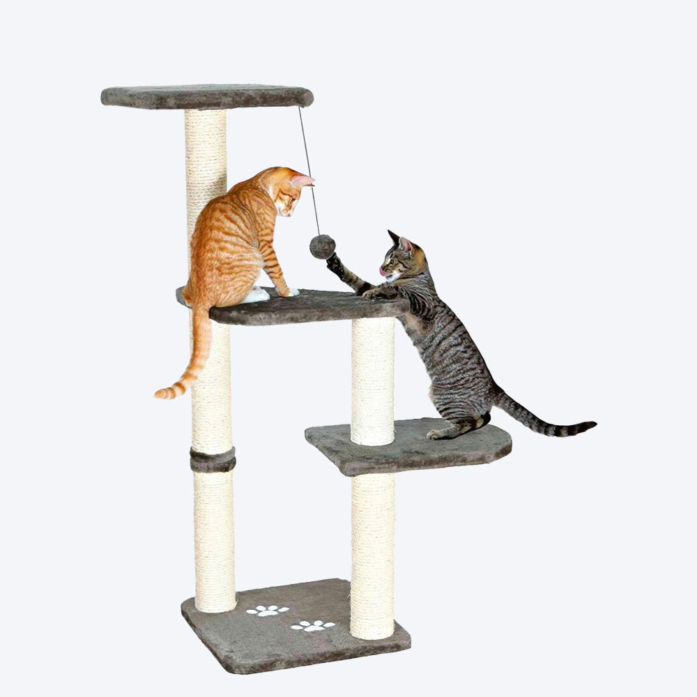 Trixie Atlea Cat Scratching Post - Platinum Grey with Paw Prints - Heads Up For Tails