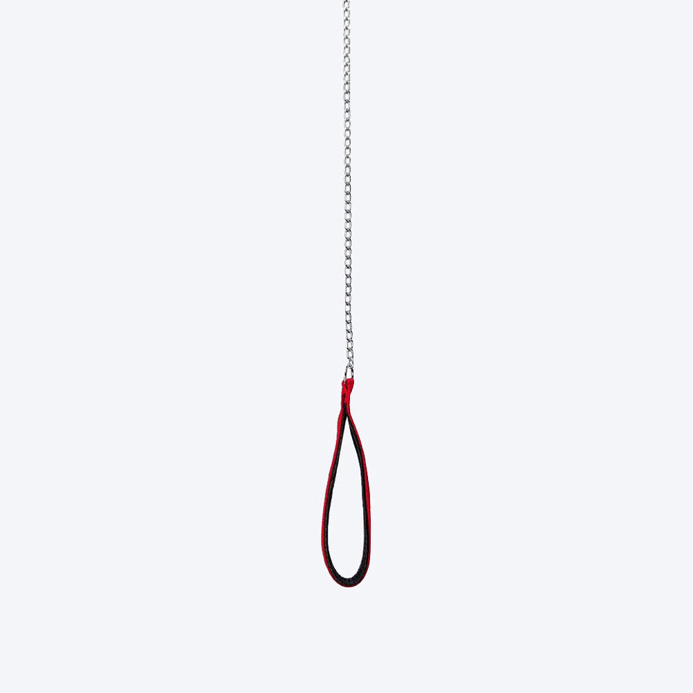 Trixie Chain Dog leash with Nylon Hand Loop - Red & Black - 1 m - Heads Up For Tails