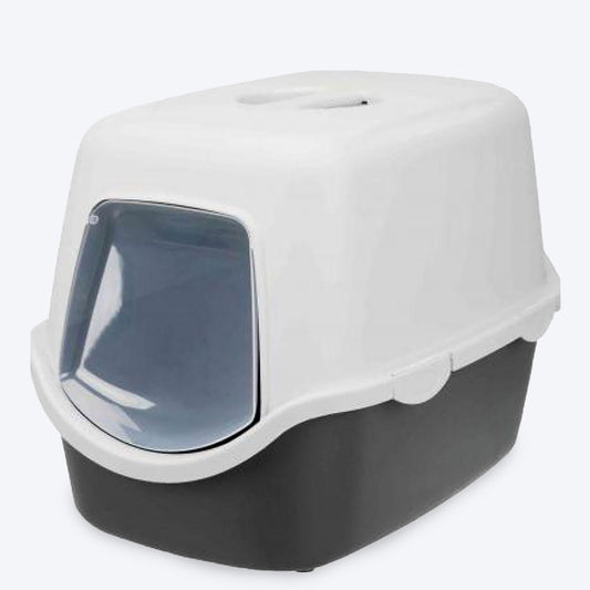 Trixie Vico Cat Litter Tray with Hood - Black/White - 23 x 16 x 16 inch - Heads Up For Tails