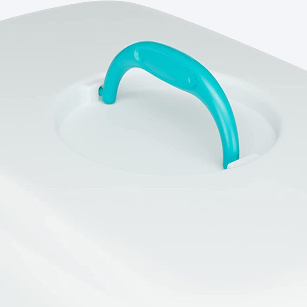 Trixie Vico Cat Litter Tray with Hood - Turquoise/White - 23 x 16 x 16 inch - Heads Up For Tails