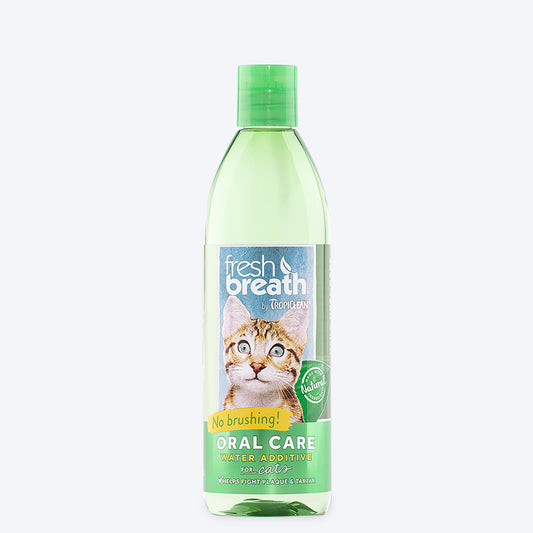 Tropiclean Fresh Breath Plaque Remover Cat Oral Care Water Additive - 236 ml - Heads Up For Tails