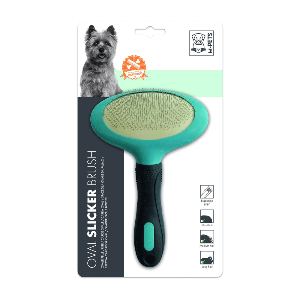 M-Pets Oval Slicker Brush Black and Blue