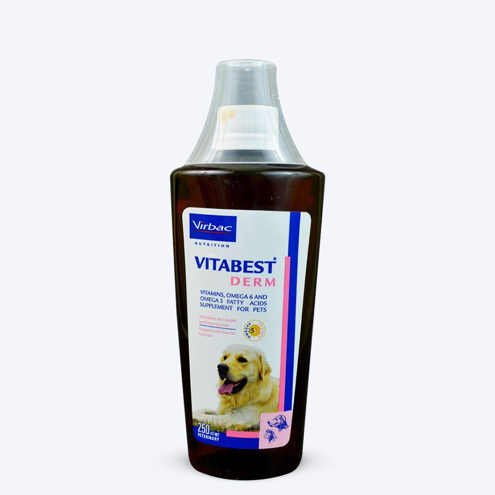 Virbac VITABEST DERM Oral Supplement for Dogs and Cats - 250 ml - Heads Up For Tails