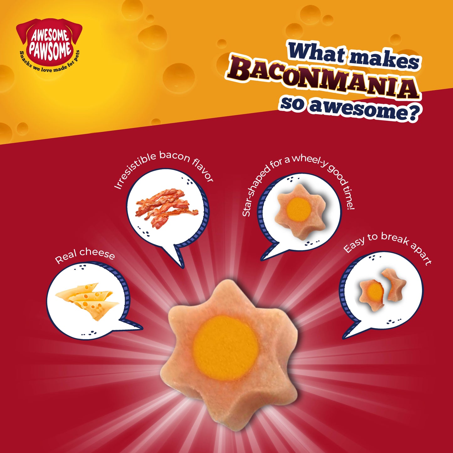 Awesome Pawsome Baconmania Dog Treat - 85 g - Heads Up For Tails