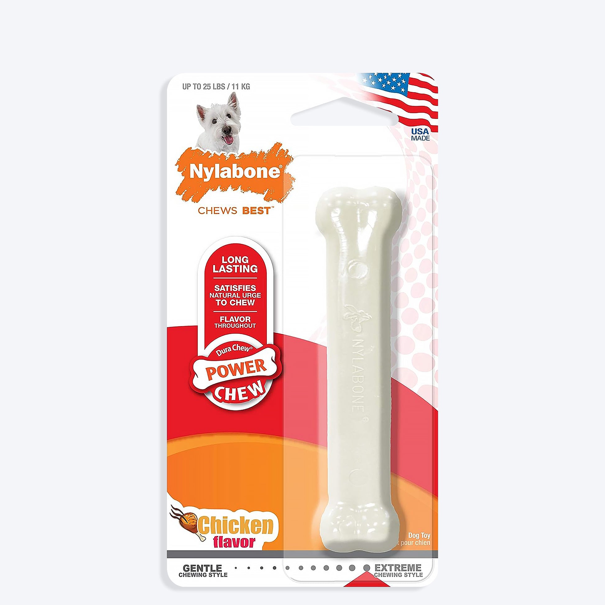 Nylabone Power Chicken Extreme Chew Bone Toy For Dog - Regular - Heads Up For Tails