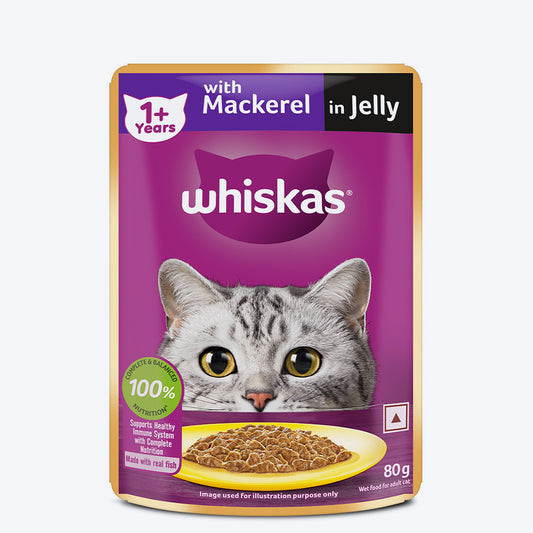 Whiskas Mackerel In Jelly (1+ Years) Adult Cat Wet Food - 80 gm Pack