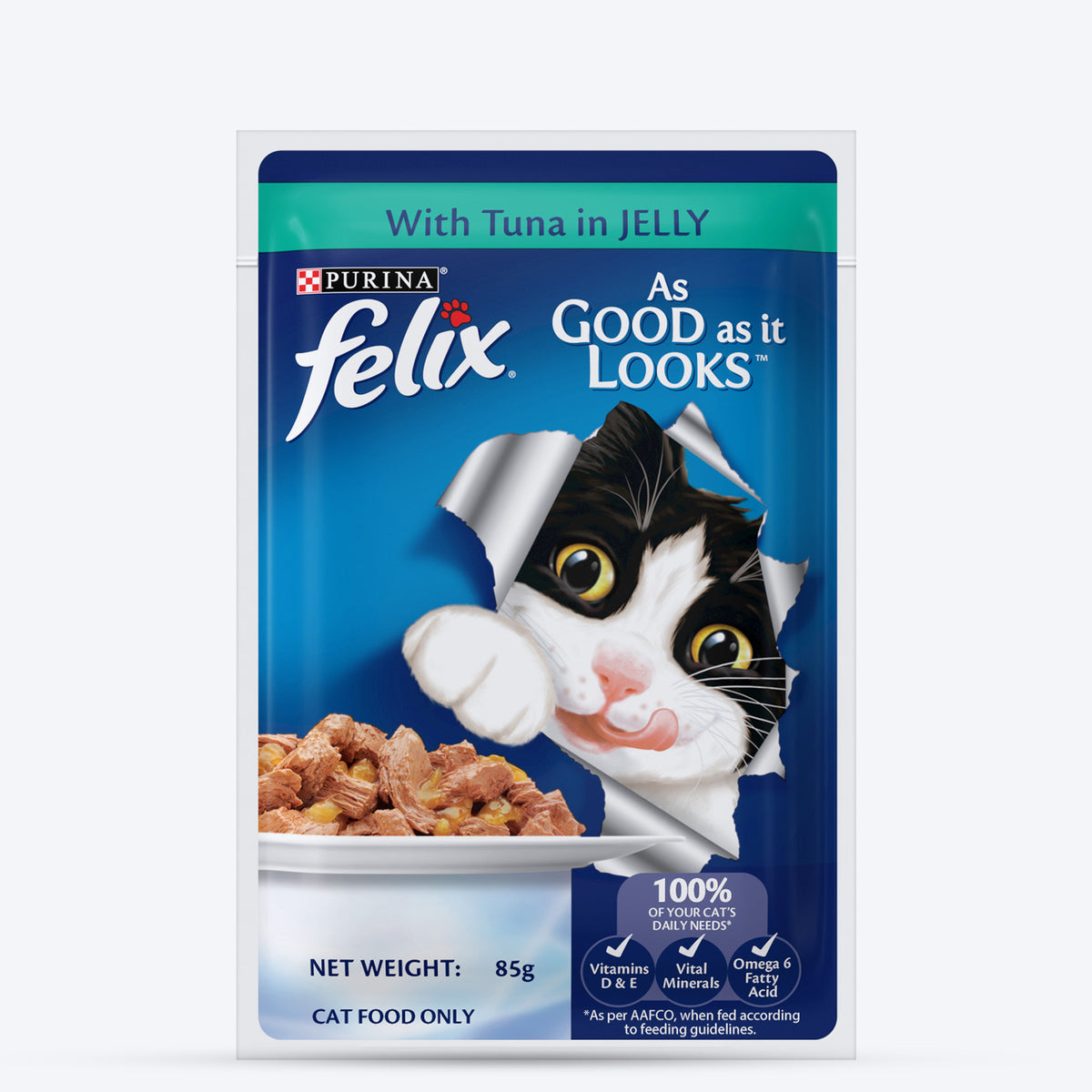 Purina Felix With Tuna In Jelly Adult Cat Wet Food - 85 g - Heads Up For Tails