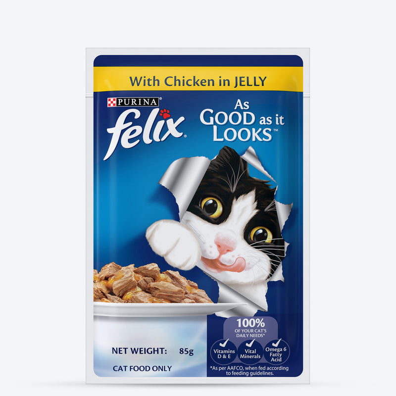 Purina Felix With Chicken In Jelly Adult Cat Wet Food - 85 g - Heads Up For Tails