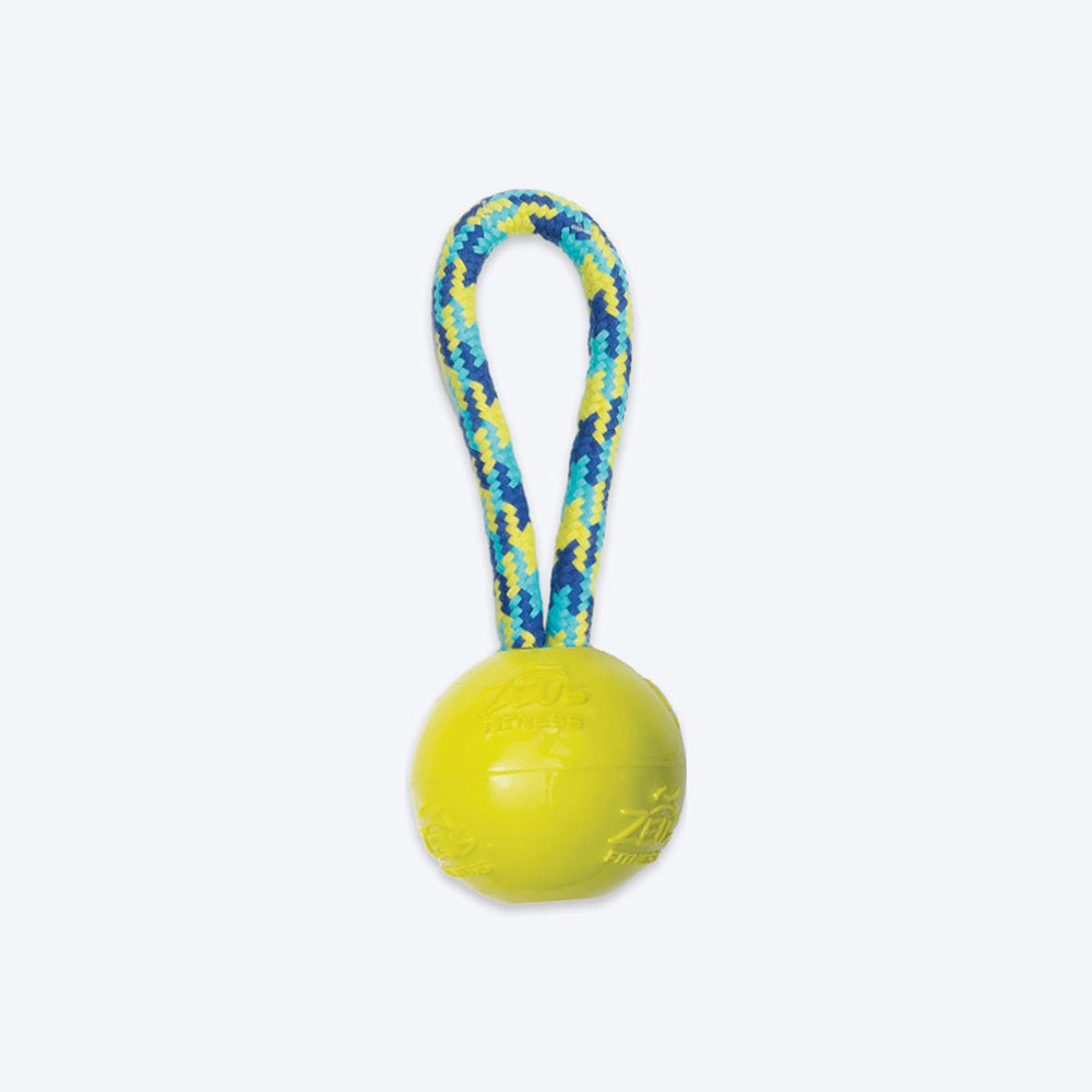 Zeus Fitness TPR &amp; Rope Ball Tug Fetch Dog Toy - Green/Blue