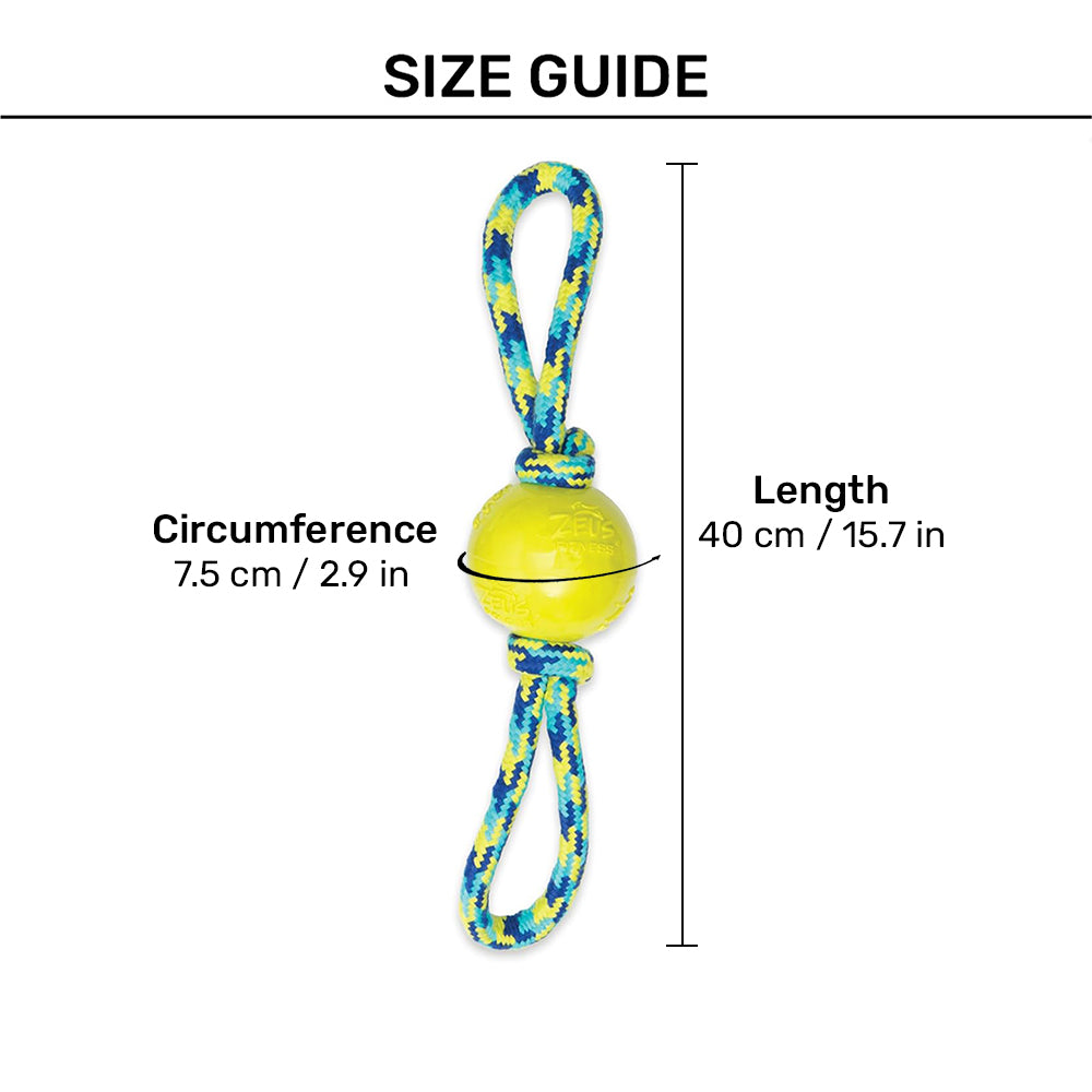 Zeus Fitness TPR & Rope Ball Tug With 2 Hand Loops Fetch Dog Toy - Green/Blue_02