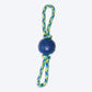 Zeus Fitness TPR & Rope Ball Tug With 2 Hand Loops Fetch Dog Toy - Green/Blue - Heads Up For Tails