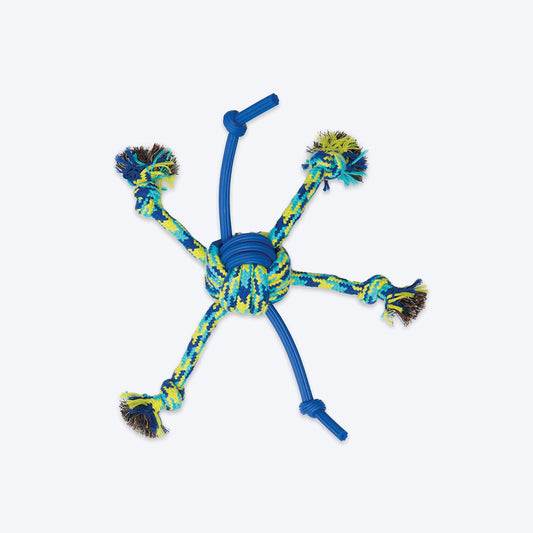 Zeus Fitness Rope & TPR Spider Ball Fetch Dog Toy - Green/Blue_01