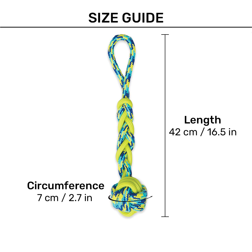 Zeus Fitness Rope & TPR Ball Tug Fetch Dog Toy - Green/Blue_02