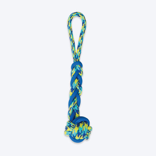 Zeus Fitness Rope & TPR Ball Tug Fetch Dog Toy - Green/Blue