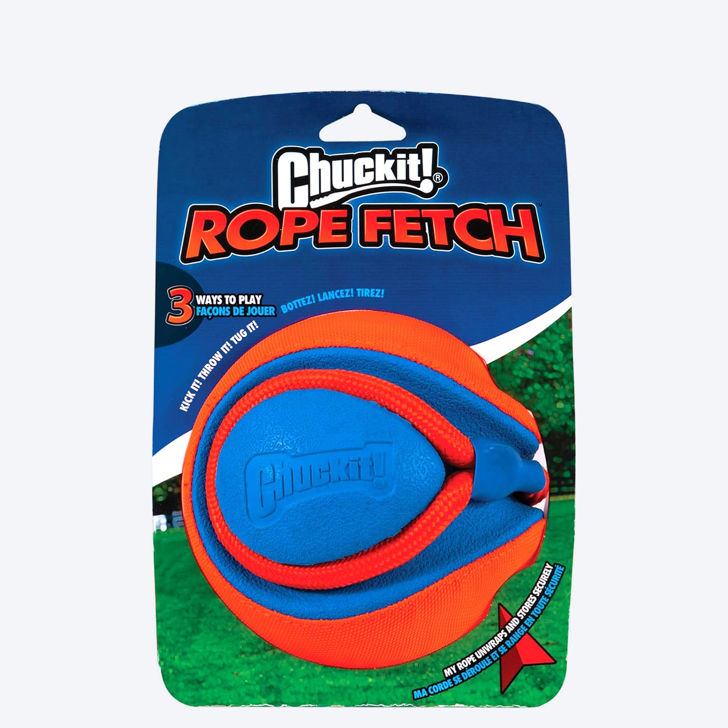 Chuckit! Rope Fetch Dog Toy - Orange & Blue - Heads Up For Tails