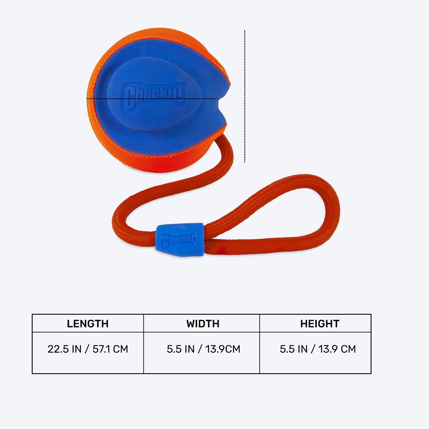 Chuckit! Rope Fetch Dog Toy - Orange & Blue - Heads Up For Tails