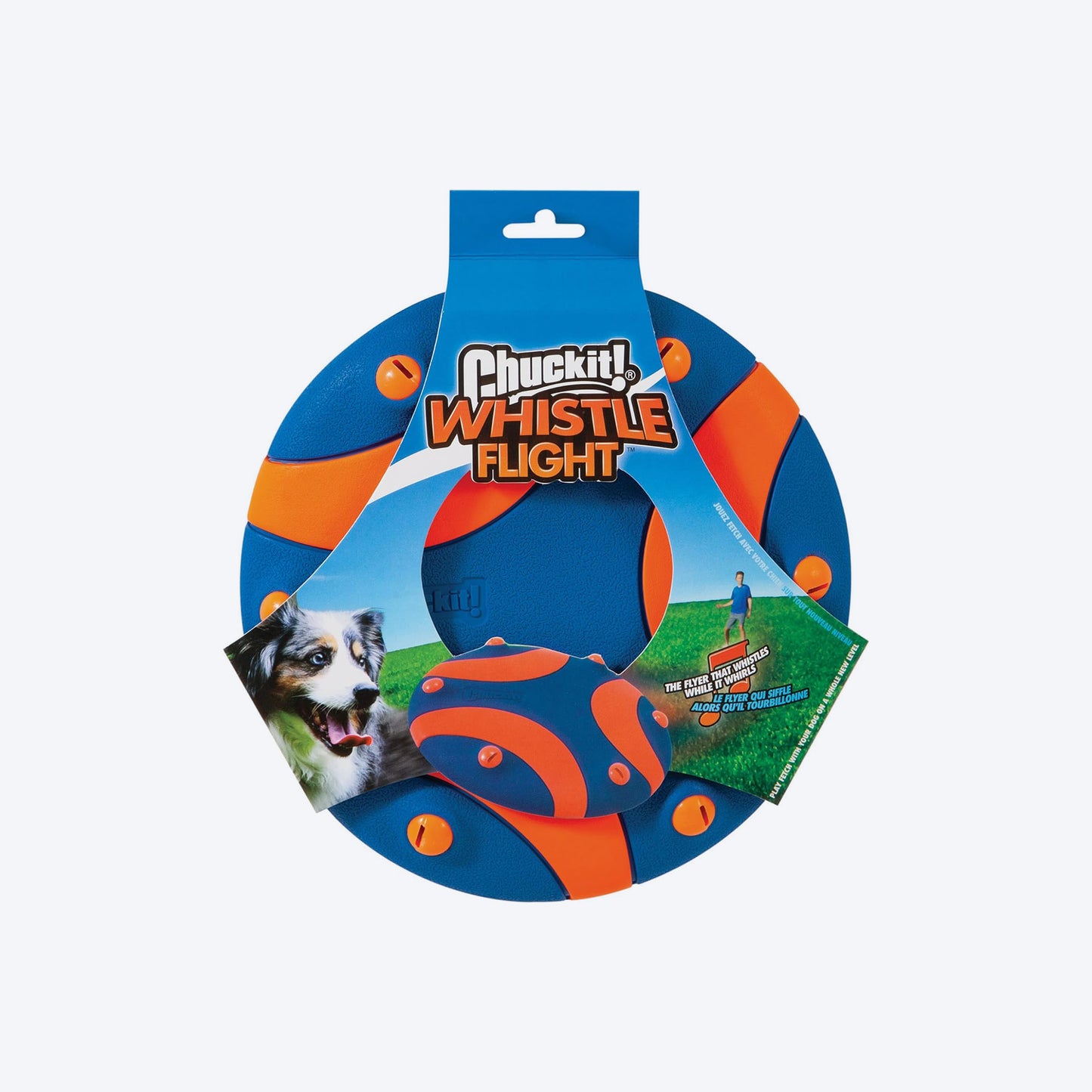 Chuckit! Whistle Flight Dog Toy - Orange & Blue - Heads Up For Tails