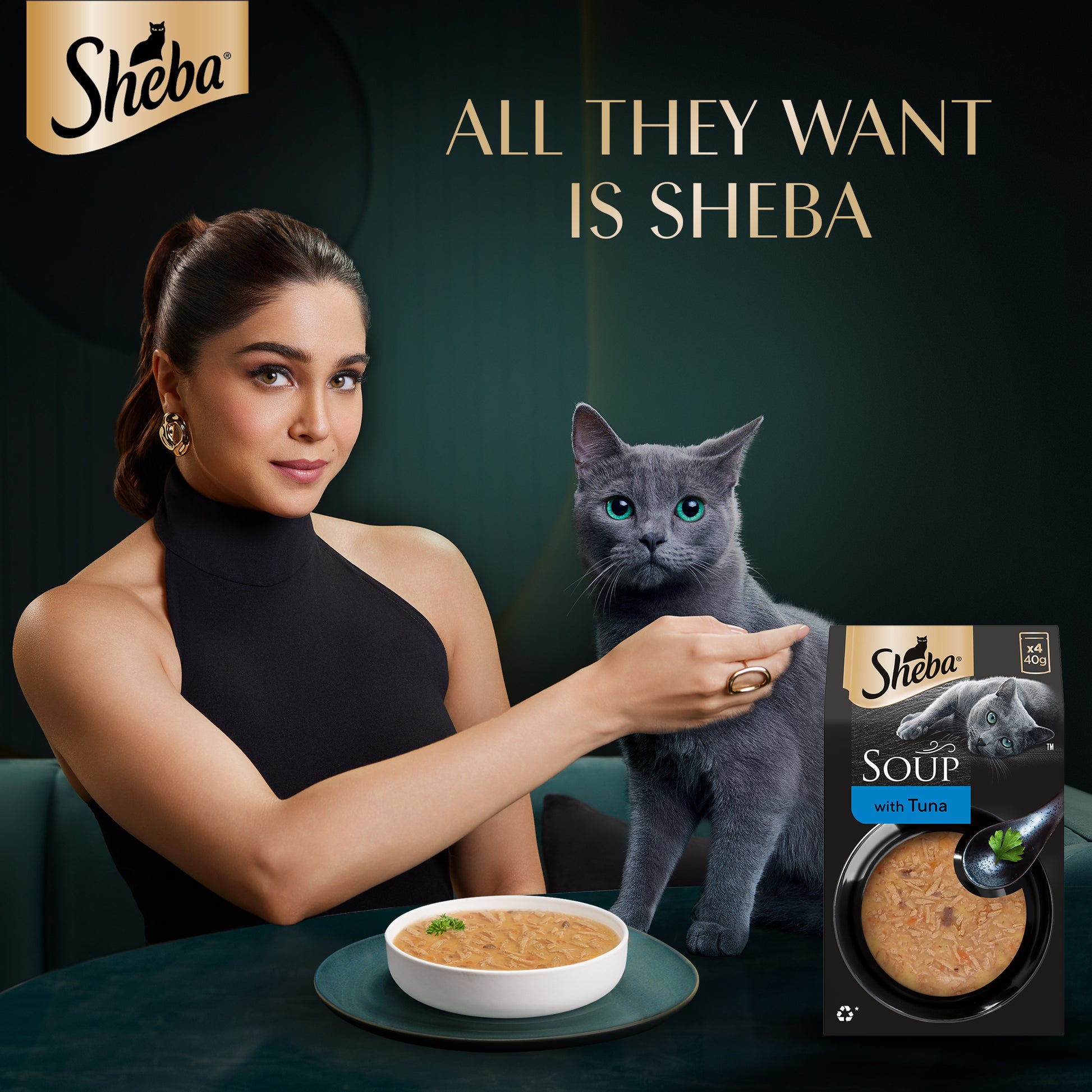 Sheba Soup With Tuna Wet Food For Cat - 40 gm x 4 pcs - Heads Up For Tails
