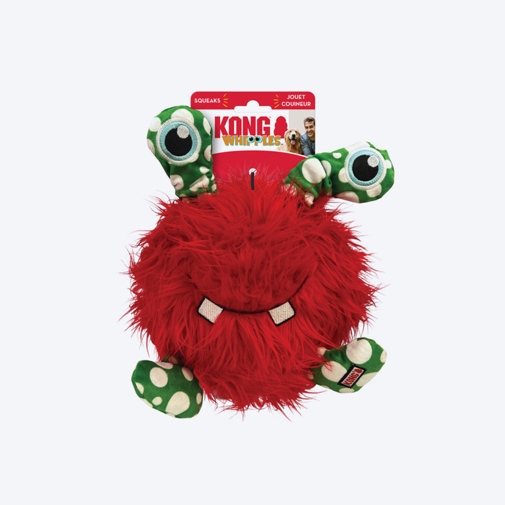 KONG Holiday Whipples Plush Dog Toy - Red - XL - Heads Up For Tails