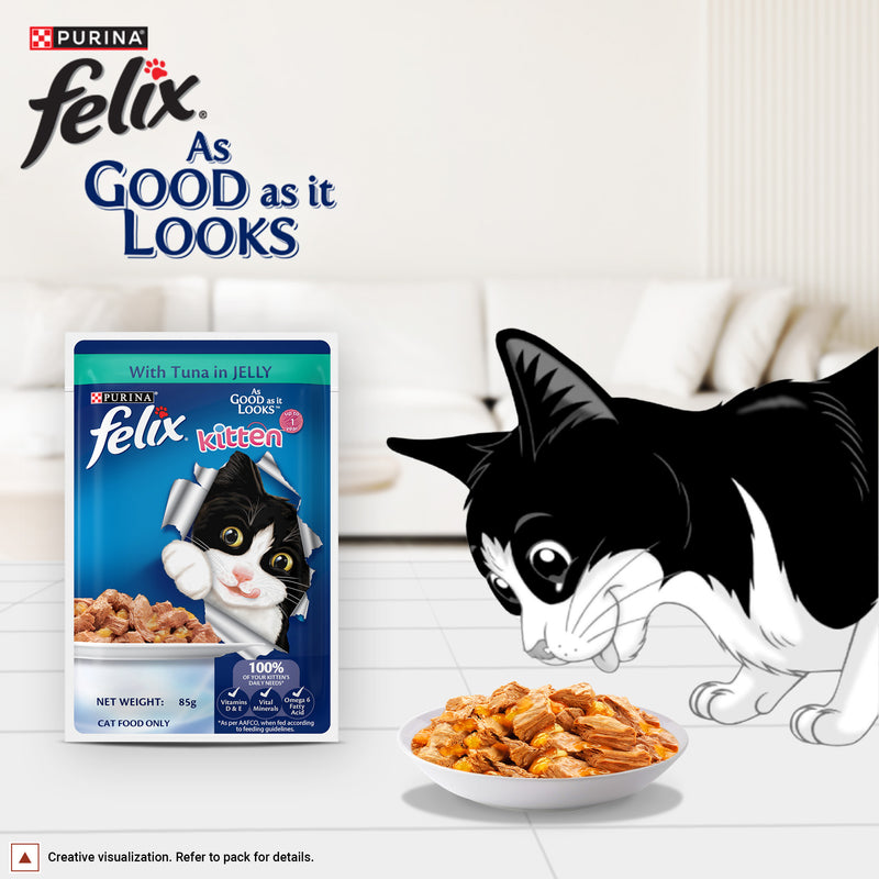 Purina Felix With Tuna In Jelly Kitten Wet Food - 85 g - Heads Up For Tails