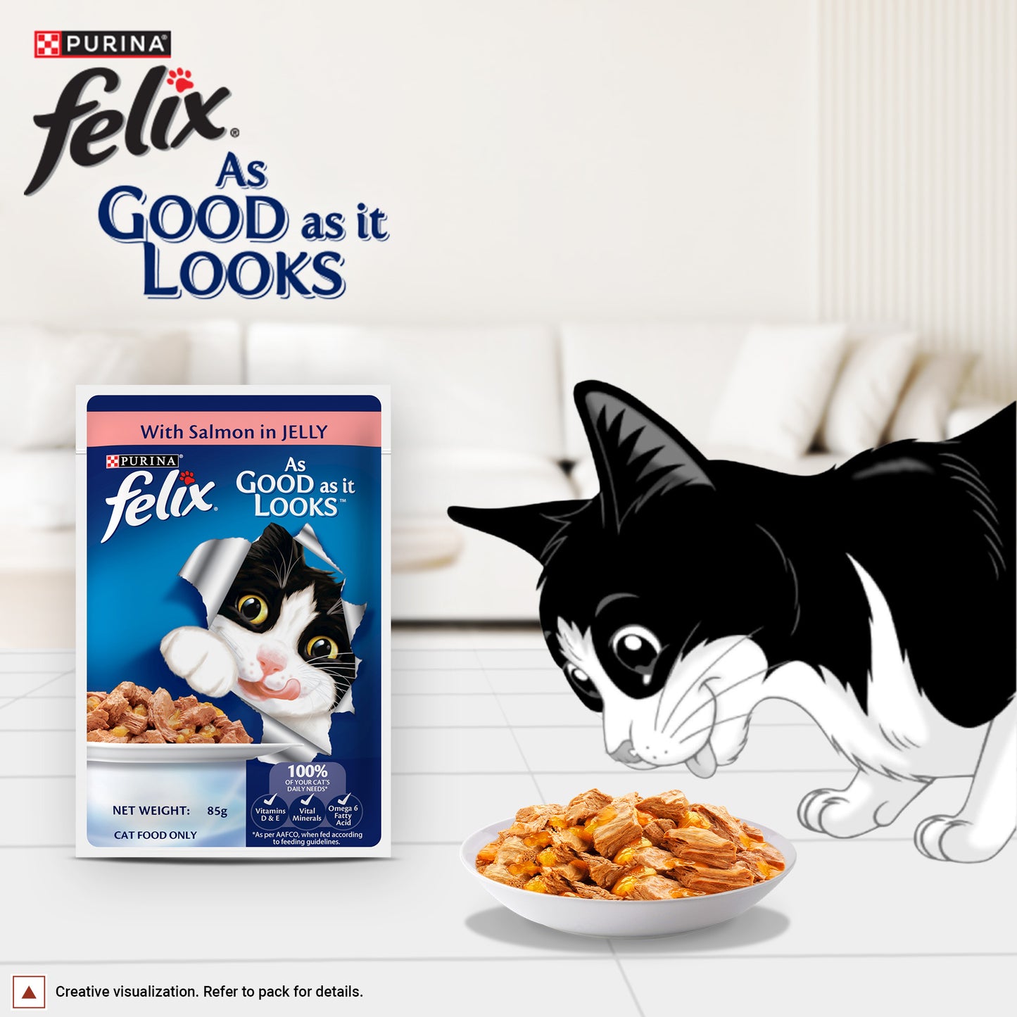 Purina Felix With Salmon In Jelly Adult Cat Wet Food - 85 g