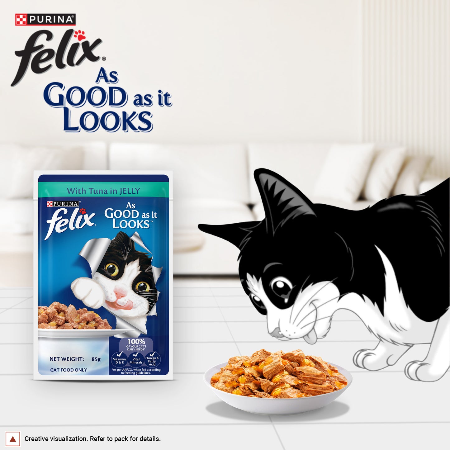 Purina Felix With Tuna In Jelly Adult Cat Wet Food - 85 g