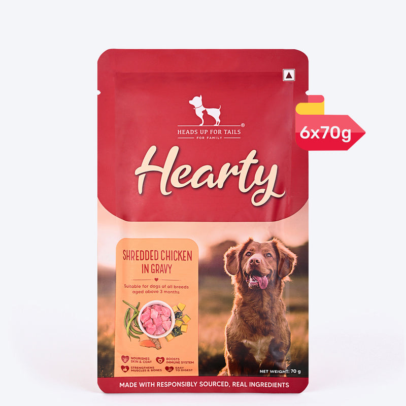 Hearty Shredded Chicken & Pumpkin in Gravy Wet Food for Dogs – Grain-Free, High-Protein – 70 g - Heads Up For Tails