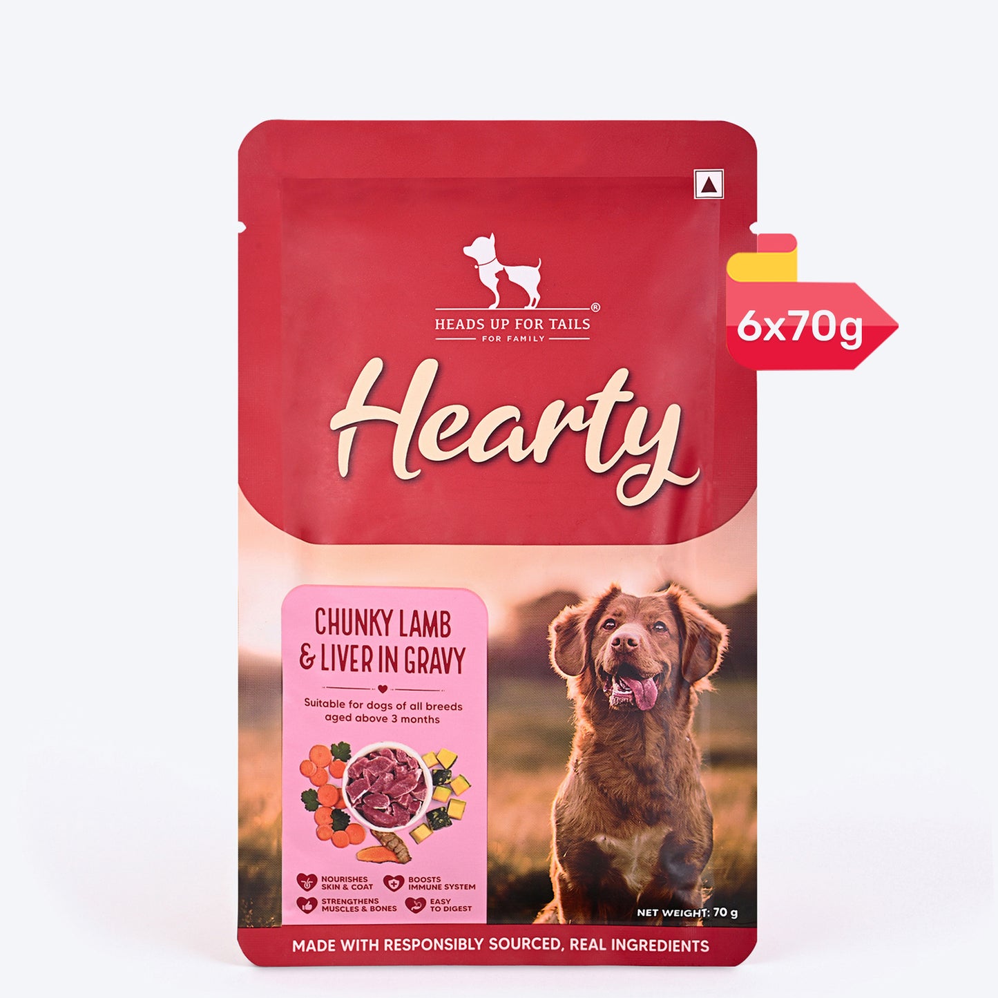 Hearty Chunky Lamb & Liver in Gravy Dog Food – Grain-Free, High-Protein – 70 g - Heads Up For Tails