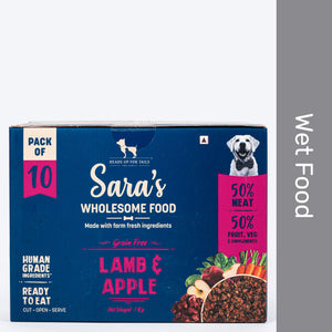 Sara's Wholesome Lamb & Apple Dog Wet Food Small Dogs 10x100g