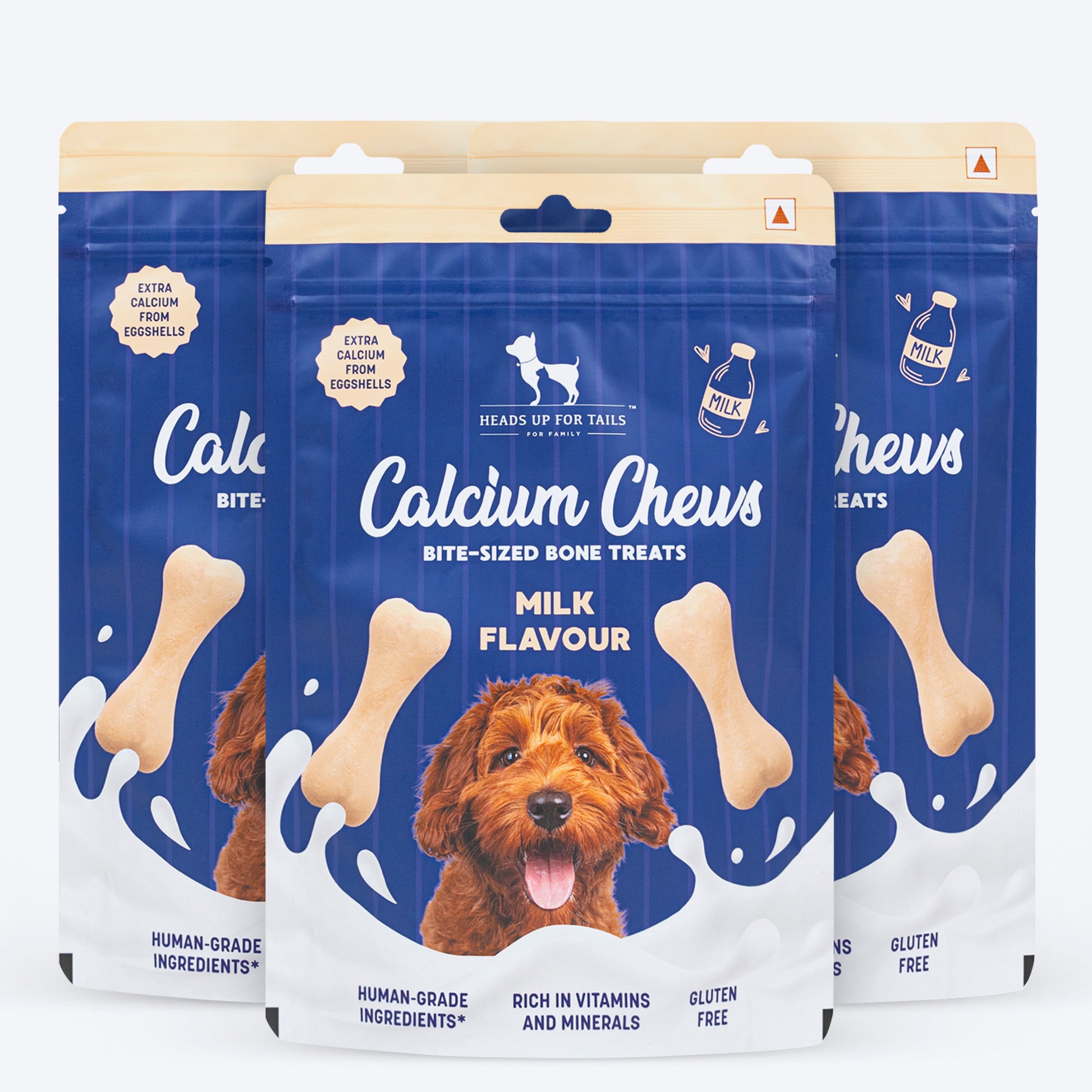 HUFT Calcium Chews Bite-Sized Bone Treats For Dog Milk Flavour